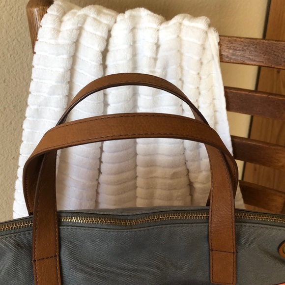 Fossil Multi Striped Leather And Canvas Tote - Picture 5 of 8